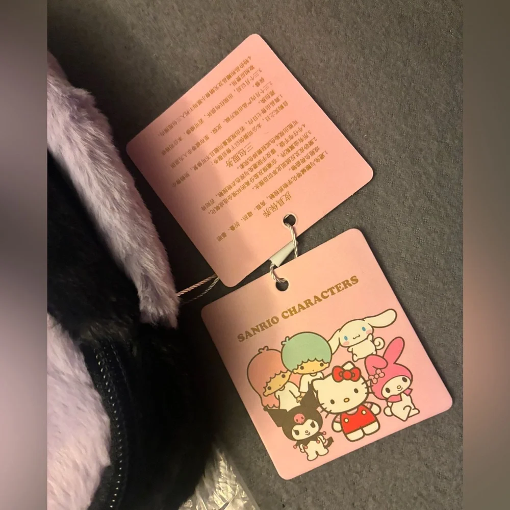 NWT Kawaii Sanrio Kuromi Plush Fuzzy Pencil Pouch